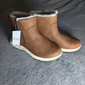 Khombu Womens Brown Faux Fur Lined Side Zip Ankle Winter Boots size 8 gorpcore